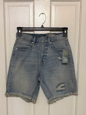 Wild Fable High Rise Bermuda Shorts, Distressed Denim, Frayed Hem